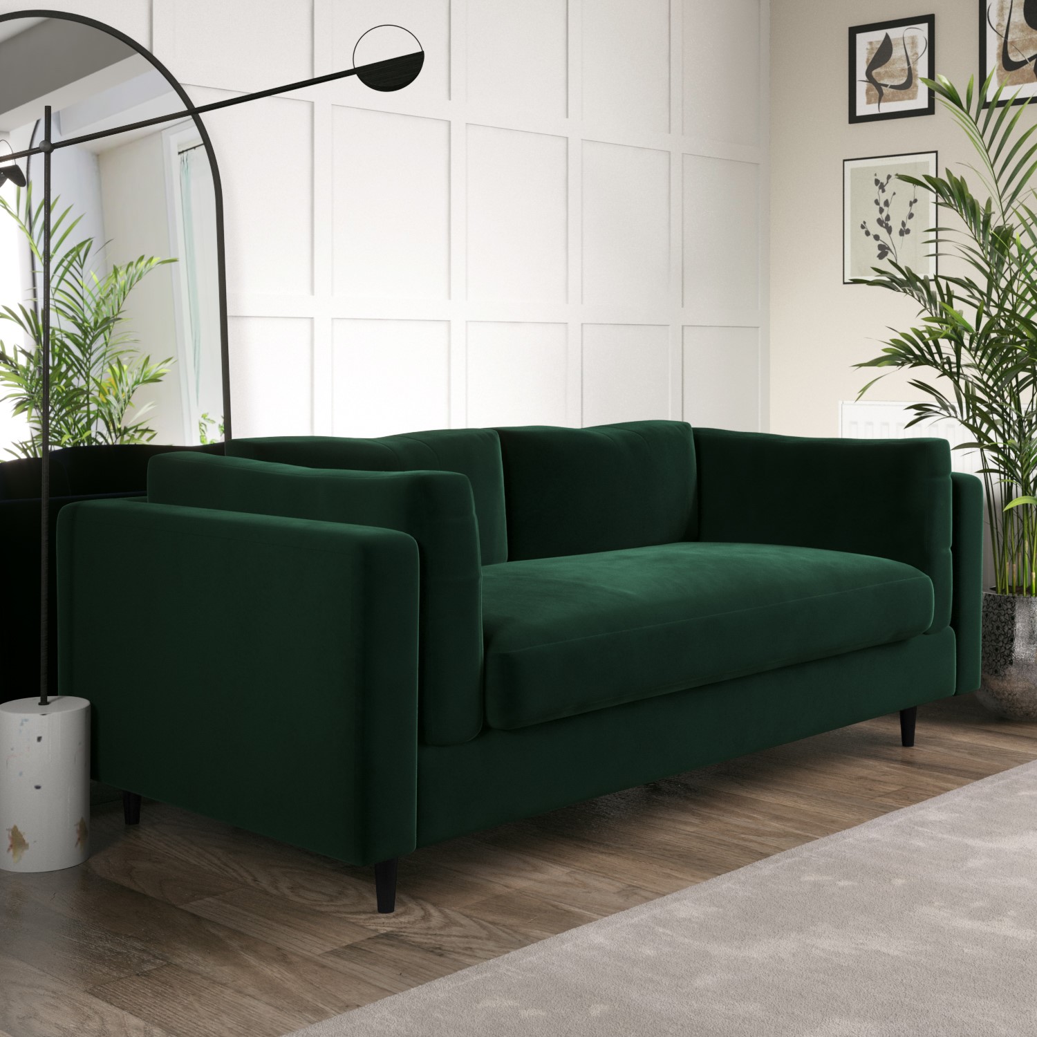 Read more about Green velvet 3 seater flat packed sofa frankie